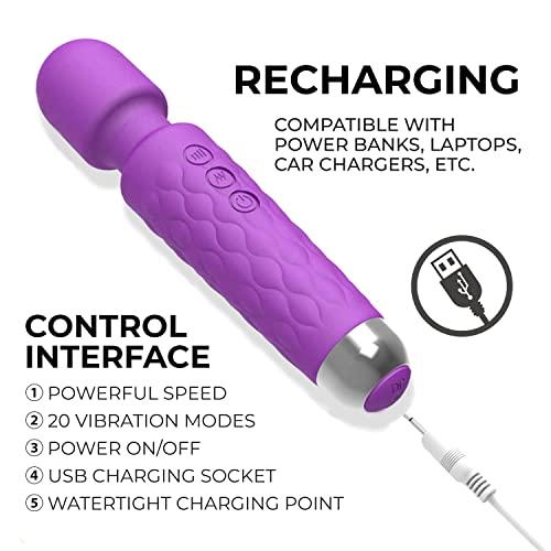 FEGSY FEGSY Full Body Massager for Women & Men, Rechargeable Wireless Massager Machine for Pain Relief, Handheld Massager with Medical Grade Silicone, 8 Speeds, 20 Modes - Black