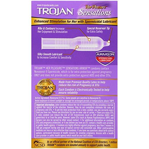 Trojan Trojan Her Pleasure Sensations Spermicidal Condoms, 12 Count