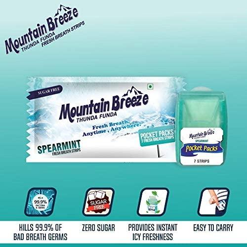 Mountain Breeze Mountain Breeze Sugar-Free Spearmint Fresh Breath Strips JAR 7 Strips each cassette (Pack of 40) 40 x 7 = 280 Strips