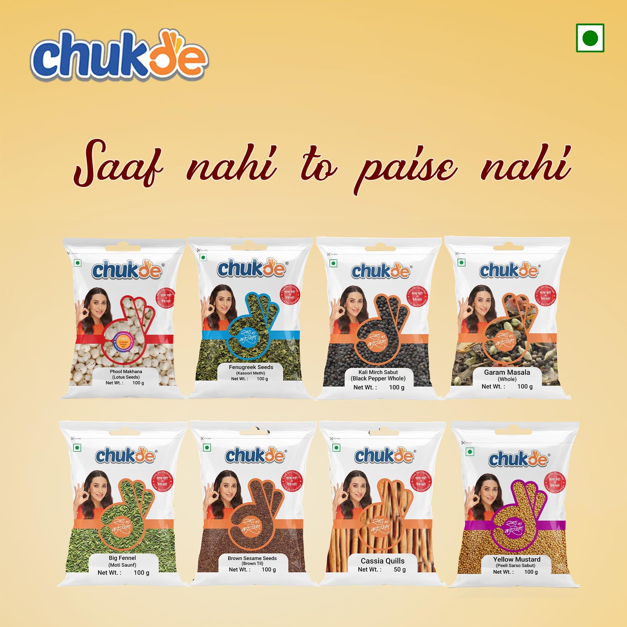 CHUKDE Chukde Phool Makhana - Fox Nuts - 100 Gm: Low-Calorie, Rich in Protein, Antioxidants, and Heart-Healthy Snack. Perfect for Sabzi, Kheer, Pilaf, and Curries.