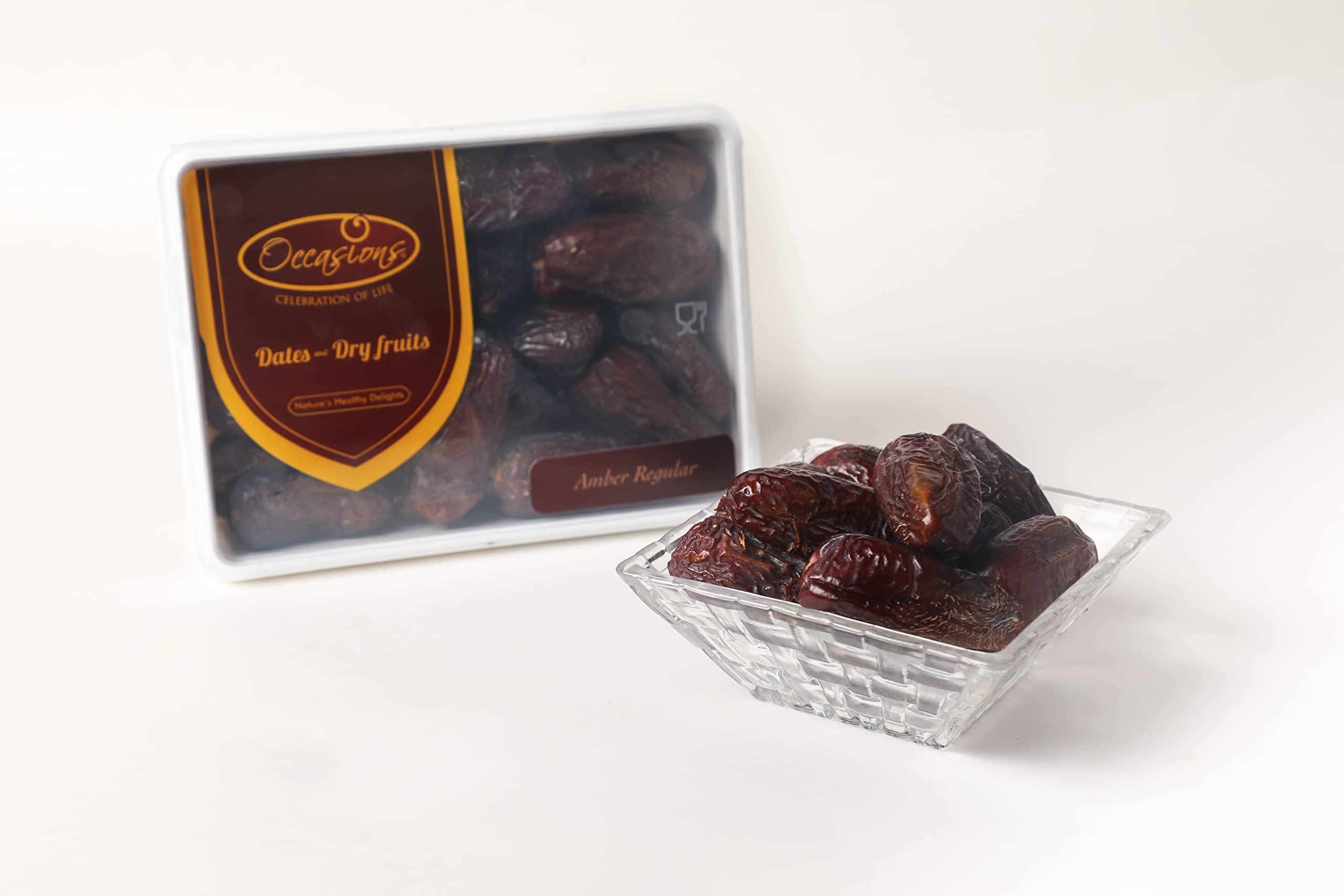 Occasions Ocassions Amber Regular Dates (Khajoor) , Original Saudi Arabia Khajur - Pack of 2 (1 kg)