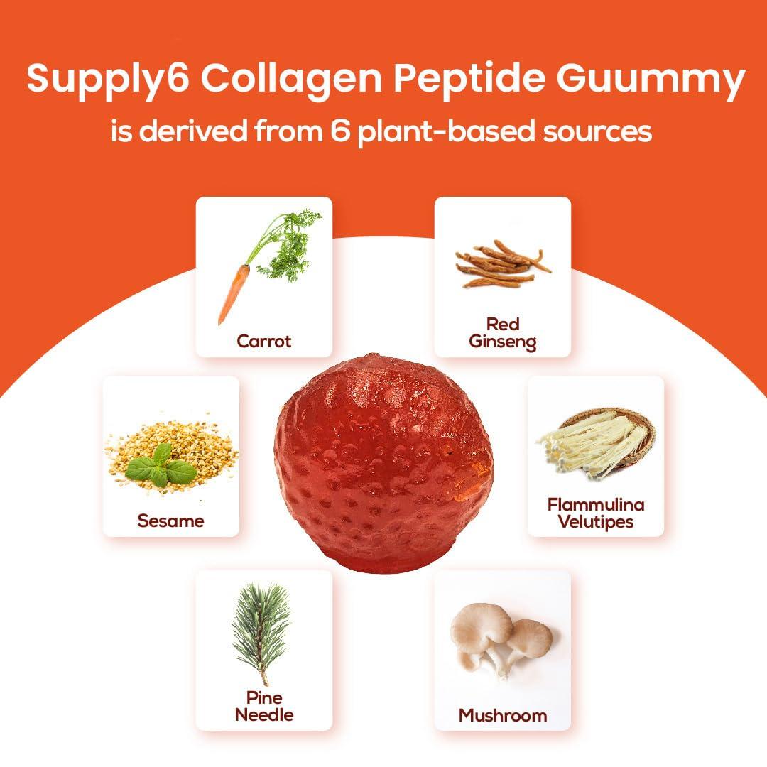 Better Nutrition Supply6 Flawless Skin Collagen Gummies for Women and Men - 120 Gummy Pack | Hyaluronic Acid & Vitamin C Collagen Gummies | Skin Hydration, Glowing Skin, Elasticity & Fine Lines