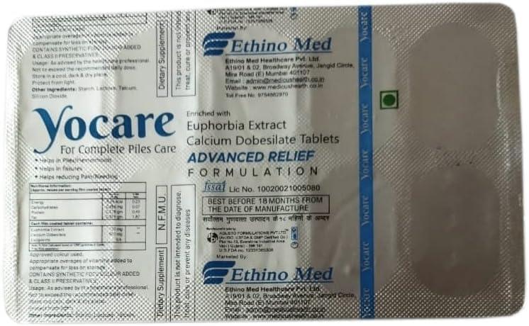 YOCARE YOCARE Piles Tablets For Piles Hemorrhoid Support Bavasir Fissure Fistula Inflammation & Rectum Fast Relieve In Bleeding Burning & Pain (Pack of 6)