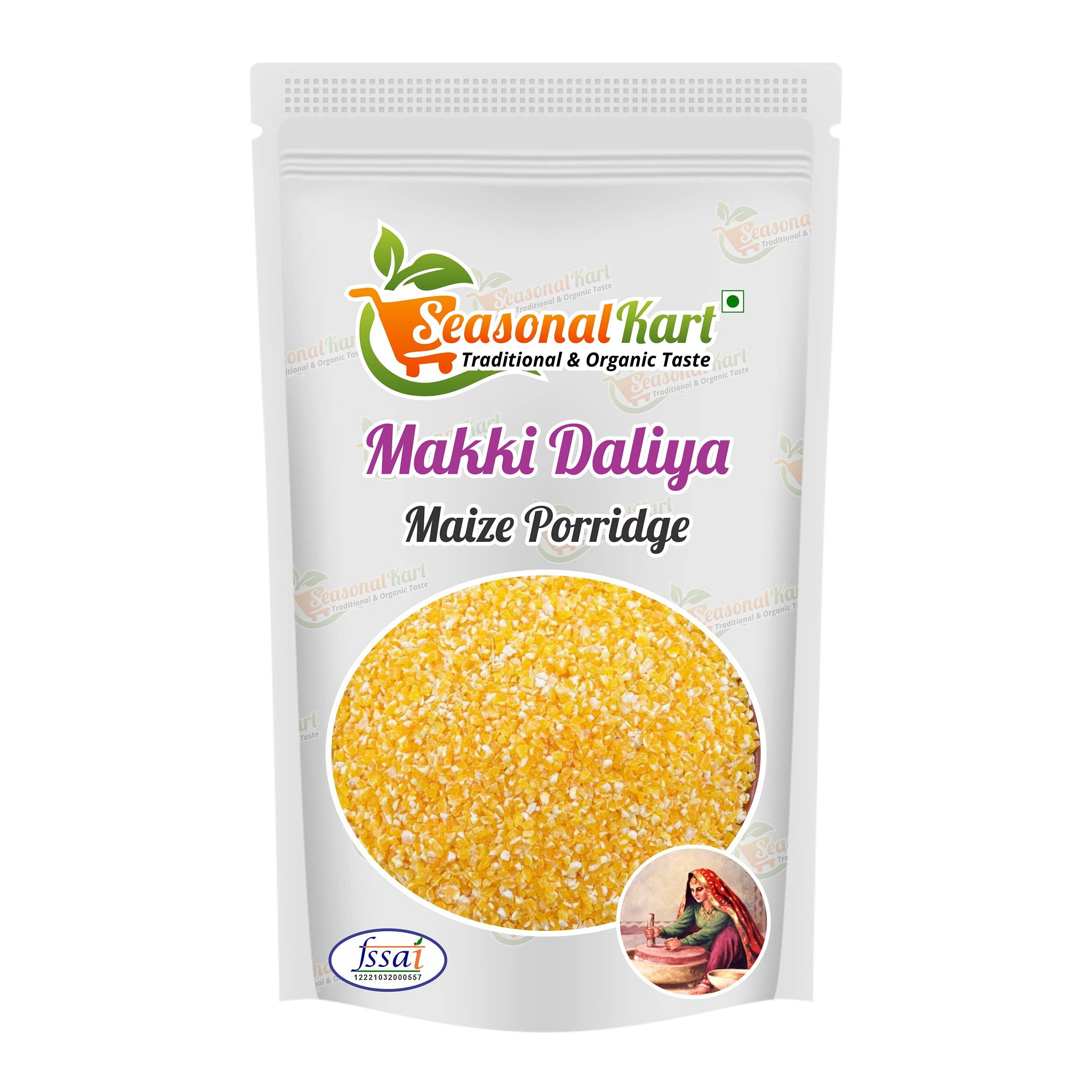 SEASONALKART SEASONALKART Combo Pack of Makki Daliya/Makai ka Daliya and Wheat Dalia 1Kg Each |Total Weight 2kg | Healthy and Tasty Breakfast| Cereal for Breakfast | Naturally Gluten-free|