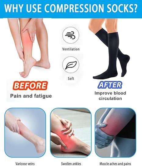 Aktive Support Aktive Support Medical Grade Travel Flight Socks | Graduated Compression 18-21 mmHg at Ankle | Relieves Tired and Aching Legs, Pain and Swellings (Medium)