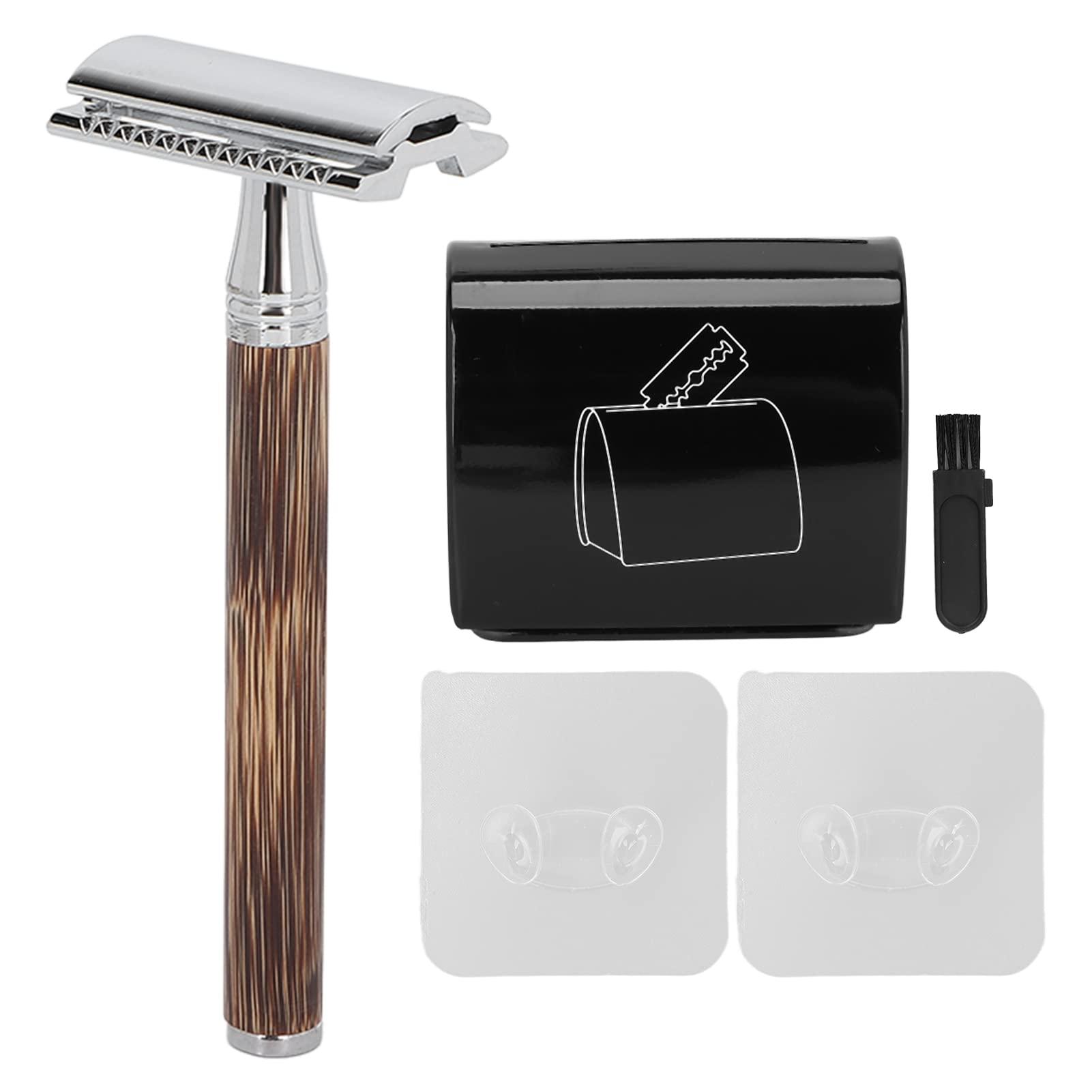 Haowecib Mens Set, Old Fashioned Shaver Bamboo Handle Accurate Safety with Blade Box for Shaving