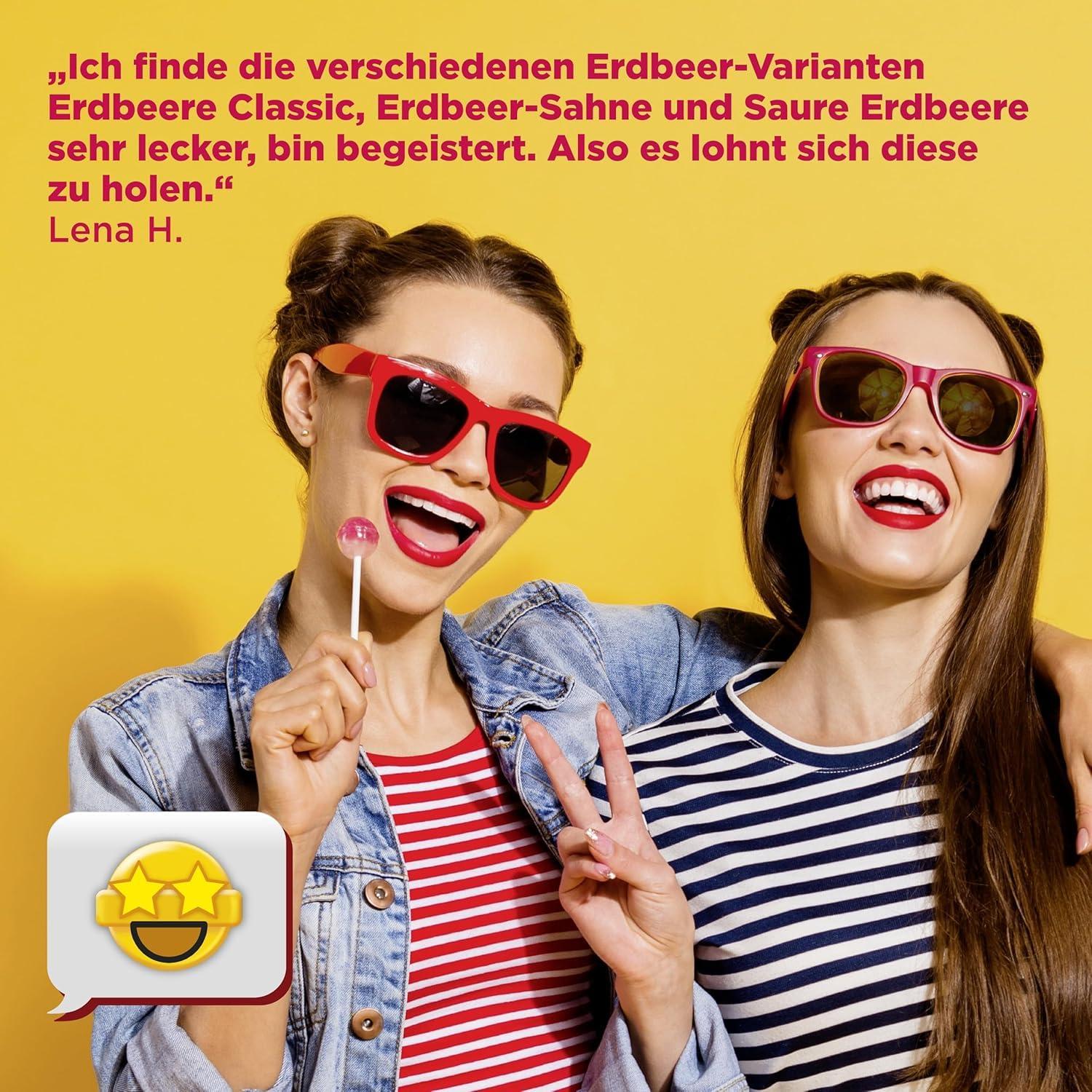 Chupa Chups Chupa Chups Strawberry Love Flavor 10 Lollipops (Strawberry, Sour Strawberry & Strawberry Cream)Imported, 120g