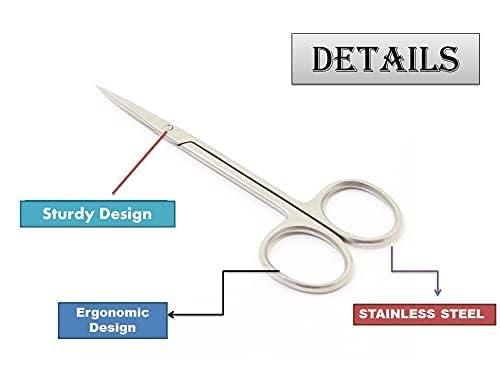 Fab Nation Fab Nation Stainless Steel SMALL Scissors for Eyebrow Grooming, Nose/Beard/Facial/Bikini Hair Trimming, Manicure Pedicure Cuticles Scissors - small kenchi (Pack of 3)