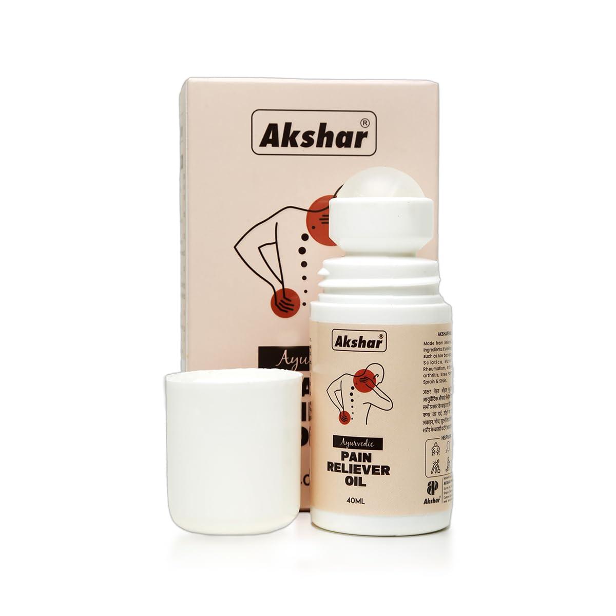 AKSHAR Akshar Ayurvedic Pain Reliver Oil | Ayurvedic Oil for Joint Pain, Muscle Pain, Body, Back, Knee, Legs, Shoulder | , 40ML