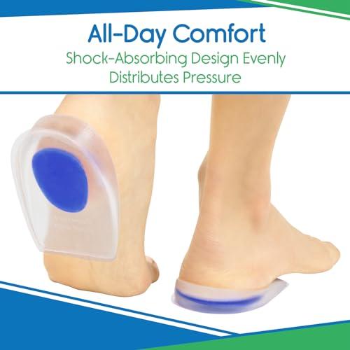 VIVEsole ViveSole Silicone Gel Heel Cups - Shoe Inserts for Plantar Fasciitis, Sore Heel Pain, Bone Spur & Achilles Pain - Pad & Shock Absorbing Support (US Men\'s 10-13)