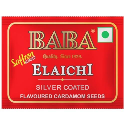 BABA ELAICHI BABA ELAICHI Silver Coated Saffron Blended Elaichi - Refreshing, Exotic And Aromatic Mouth Freshener - 0.14Gm Pouch (Pack Of 180)