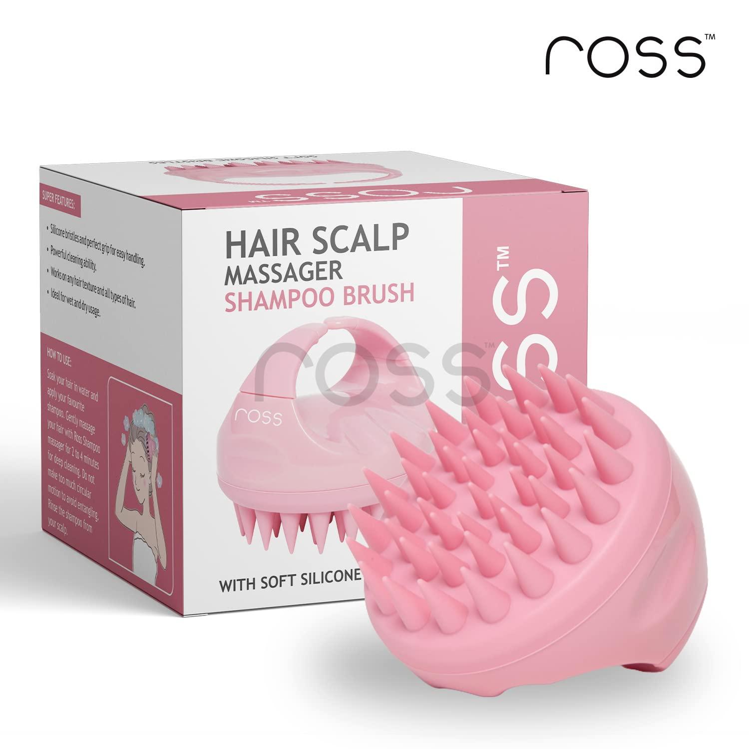 Ross Ross Hair Scalp Manual Massager Shampoo Brush with Soft Silicone Bristles for Anti Dandruff Exfoliaxting Scalp Care Light Pink Hair Scalp Massager Shampoo Hair Brush with Soft Silicone Bristles