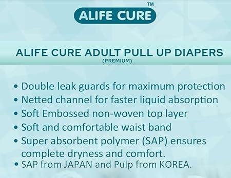 ALIFE CURE ALIFE CURE Unisex Overnight Premium Adult Diapers Pant Style 10 Pcs Non-woven Cottony Soft Fabric with High Absorbency