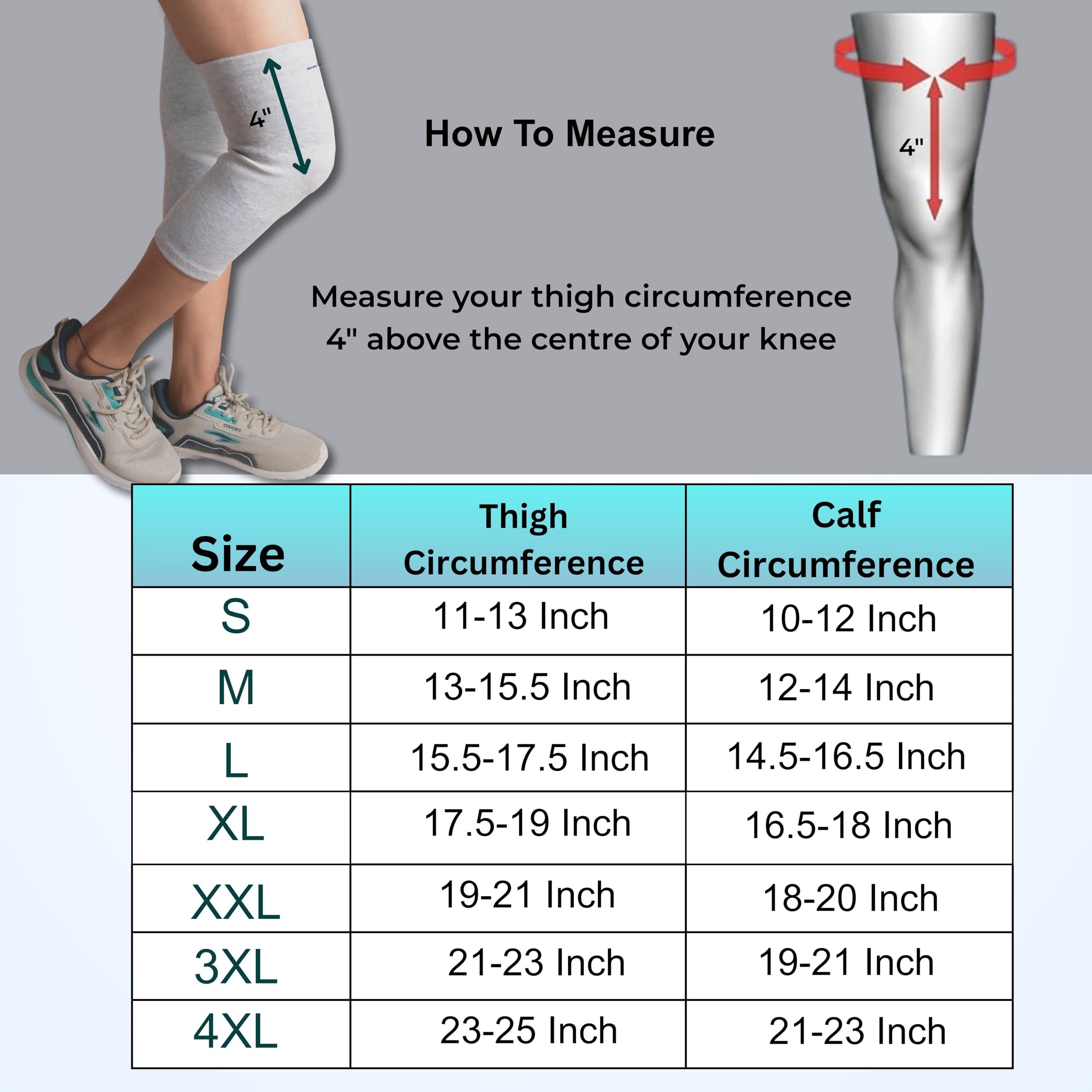 Wonder Care Wonder Care Bamboo Knee Sleeves for Men/Women, Knee Support for Running, Gym, Badminton, Sports, Compression Knee Sleeves, Perfect Knee Brace for Knee Pain and Enhanced Comfort (Large)