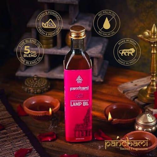 panchami Panchami Sacred Fragrances - Rose Lamp Oil | Inspired from Vedas & Puranas | 100% Natural & Pure Pooja Oil | For Worship & Wellness | 1000 ML