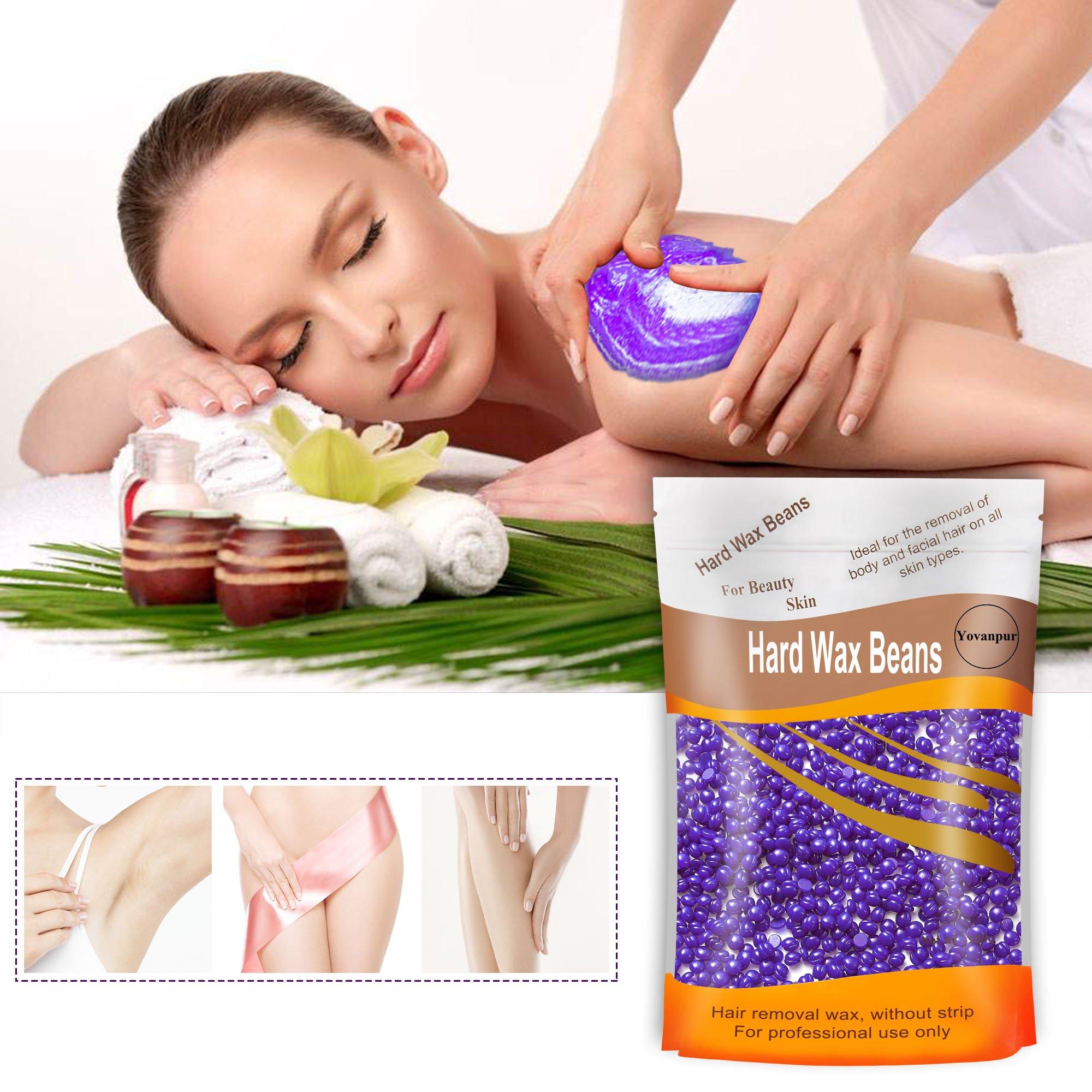 Yovanpur Yovanpur Women Hair Removal Hard Wax Beans Hard Body Wax Beans For Facial Arm Legs 300G/Bag With 10Pcs Wax Spatulas (Lavender)