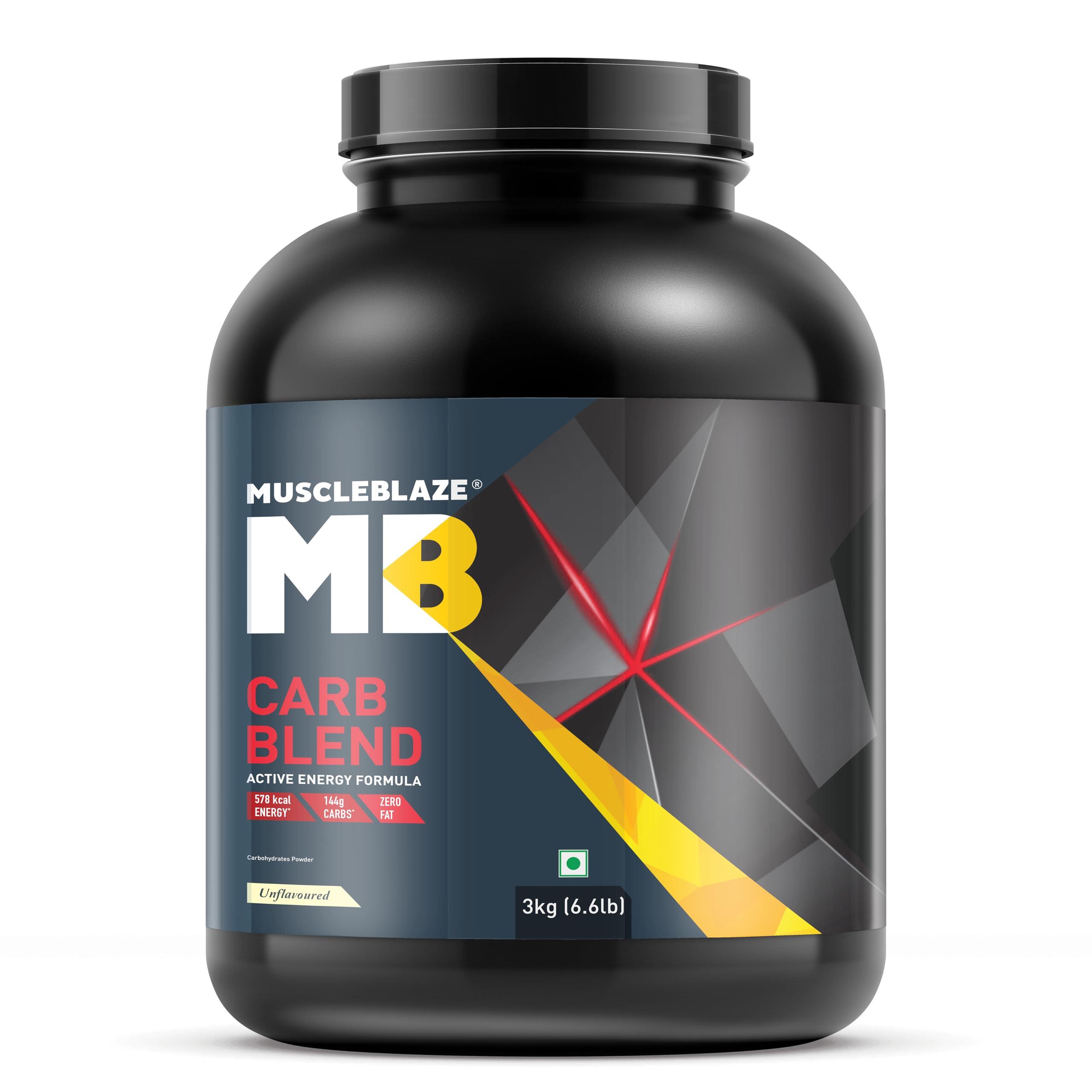 MuscleBlaze MuscleBlaze Carb Blend Powder(Unflavoured, 3Kg / 6.6Lbs)| Active Energy Formula