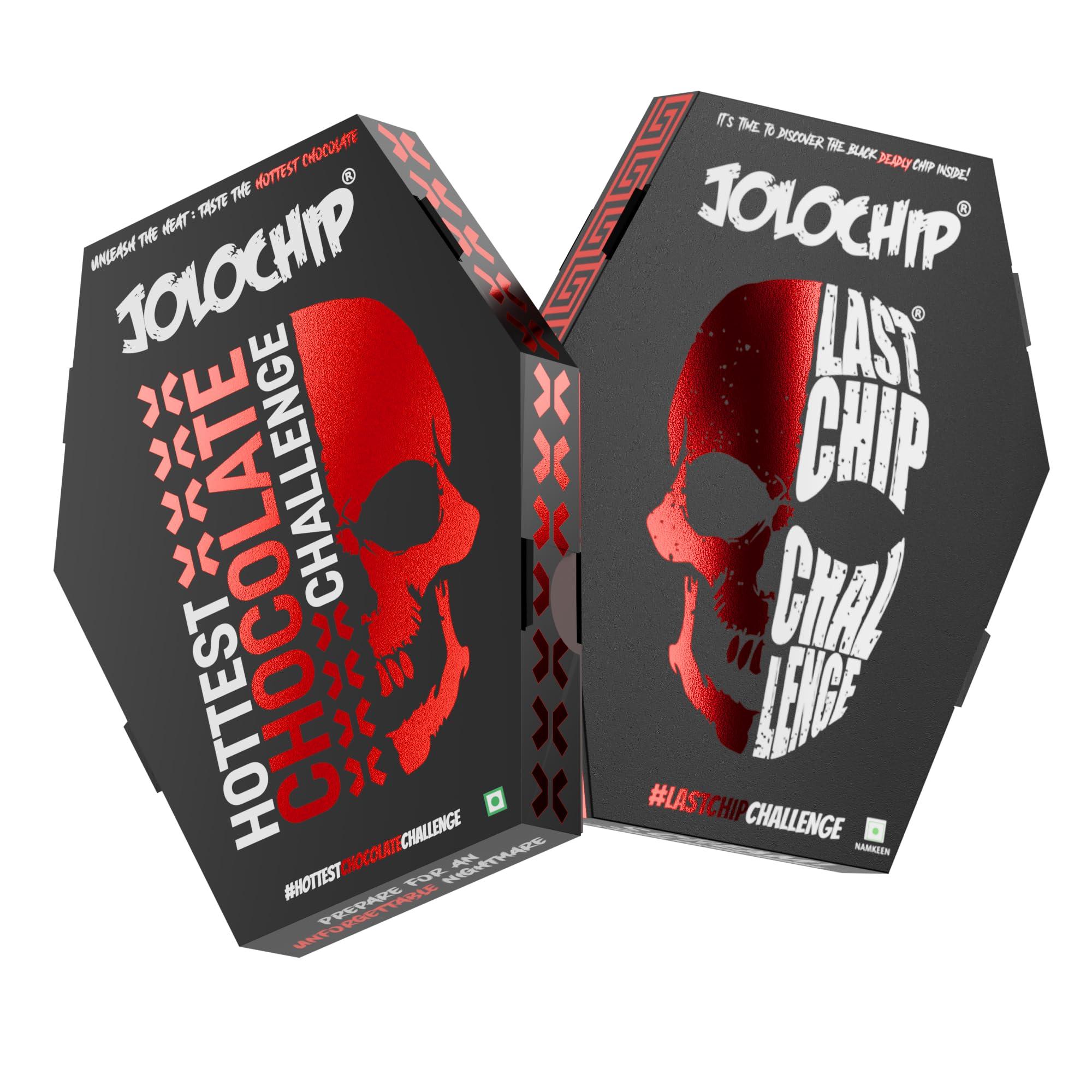 JOLOCHIP JOLOCHIP Deadly Combo  Includes Last Chip Challenge (5g) & Hottest Chocolate Challenge (10g)  Extreme Heat Duo with Carolina Reaper, Scorpion Pepper, and Ghost Pepper