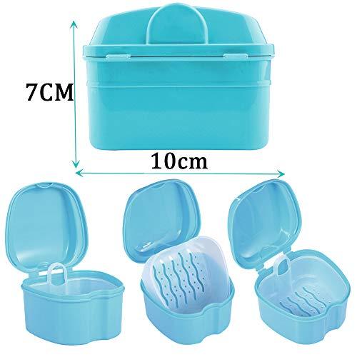 THINKPRICE Denture Bath Box Cup, Complete Clean Care for Dentures, Clear Braces, Mouth Guard, Night Guard & Retainers,Traveling