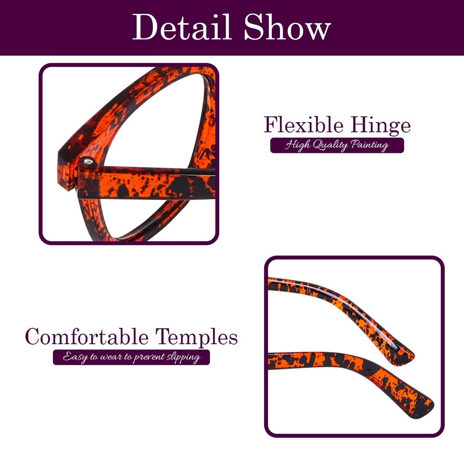 Dervin Dervin Blue Light Blocking Computer Glasses Gaming Filter Transparent Square Eyeglasses for Eye Protection Men and Women, Tablet/Laptop/Mobile/TV, Anti-blue & Anti eyestrain (Brown-Print)