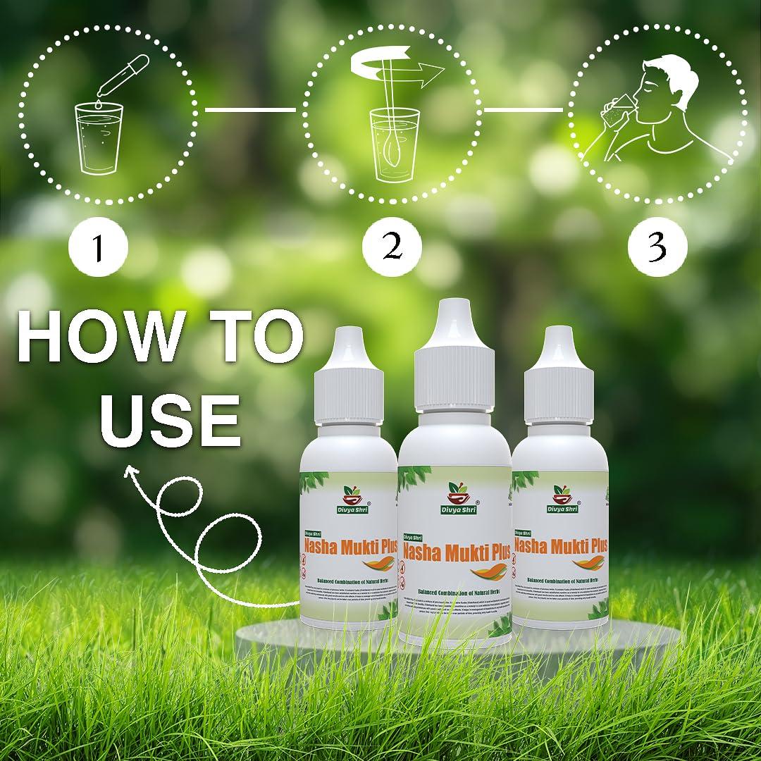 Divya Shri DIVYA SHRI Nasha Mukti Plus, Liquid Ayurvedic Drop For Alcohol Addiction | Leave Alcohol addiction | Sharab Mukti Dava, Scientifically Approved,Without Single Side Effect Pack of 3 (30 ML)