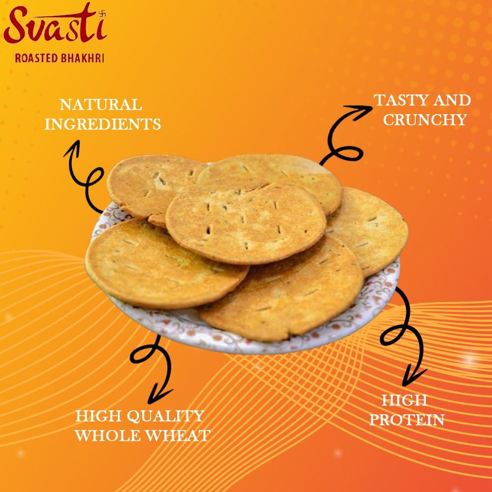 Svasti Svasti Jeera Bhakhri, 200 Gms | Whole Wheat Gujarati Bhakri | Vacuum Packed (Pack Of 4)