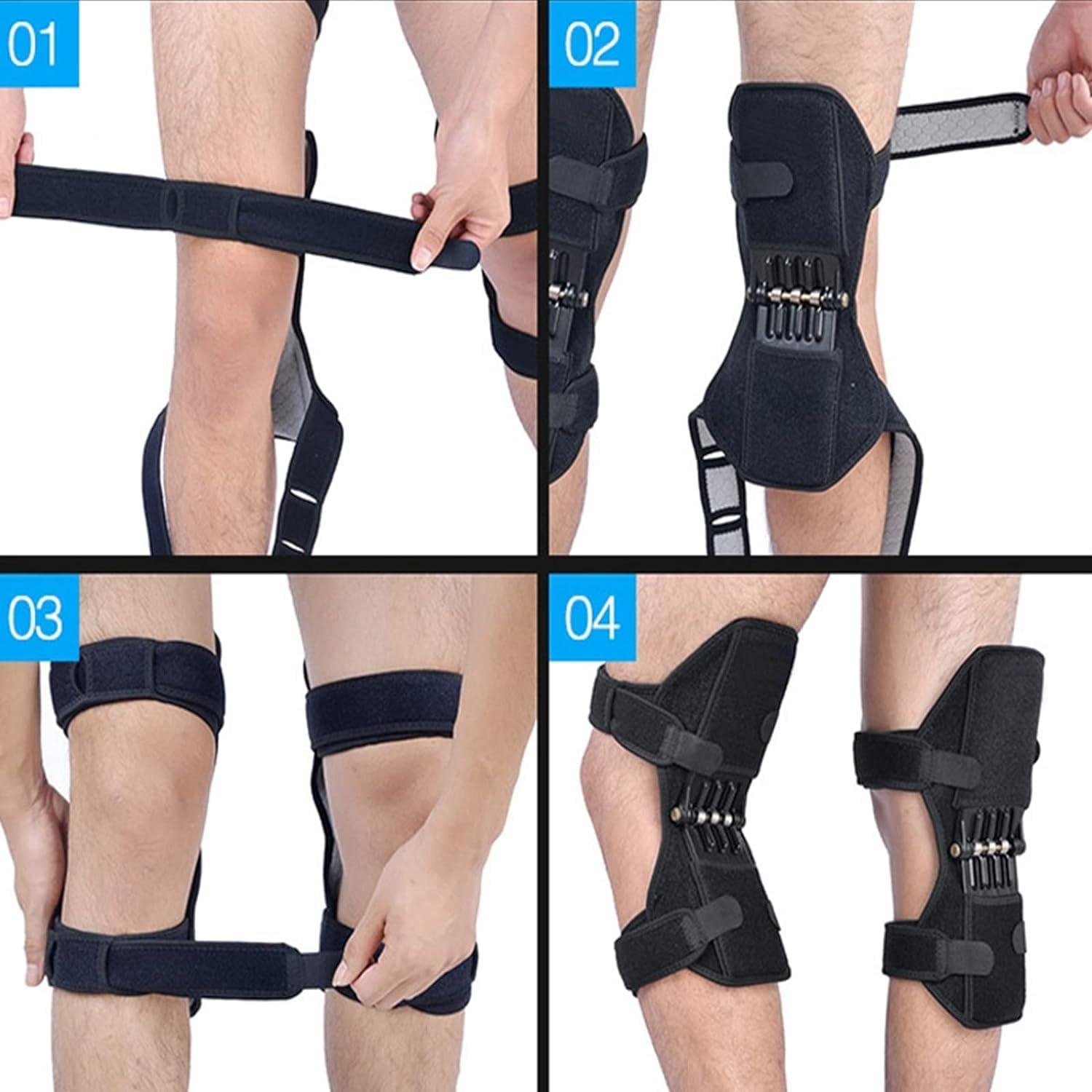 SNAPSHOPECOM SNAPSHOPECOM Spring Knee Booster Power Knee Support Recovery Brace Non-Slip Pain Relief Knee Lift Leg Heavy Weight Lift, Cross Fit, Gymming, Power Lifting (1 pair)