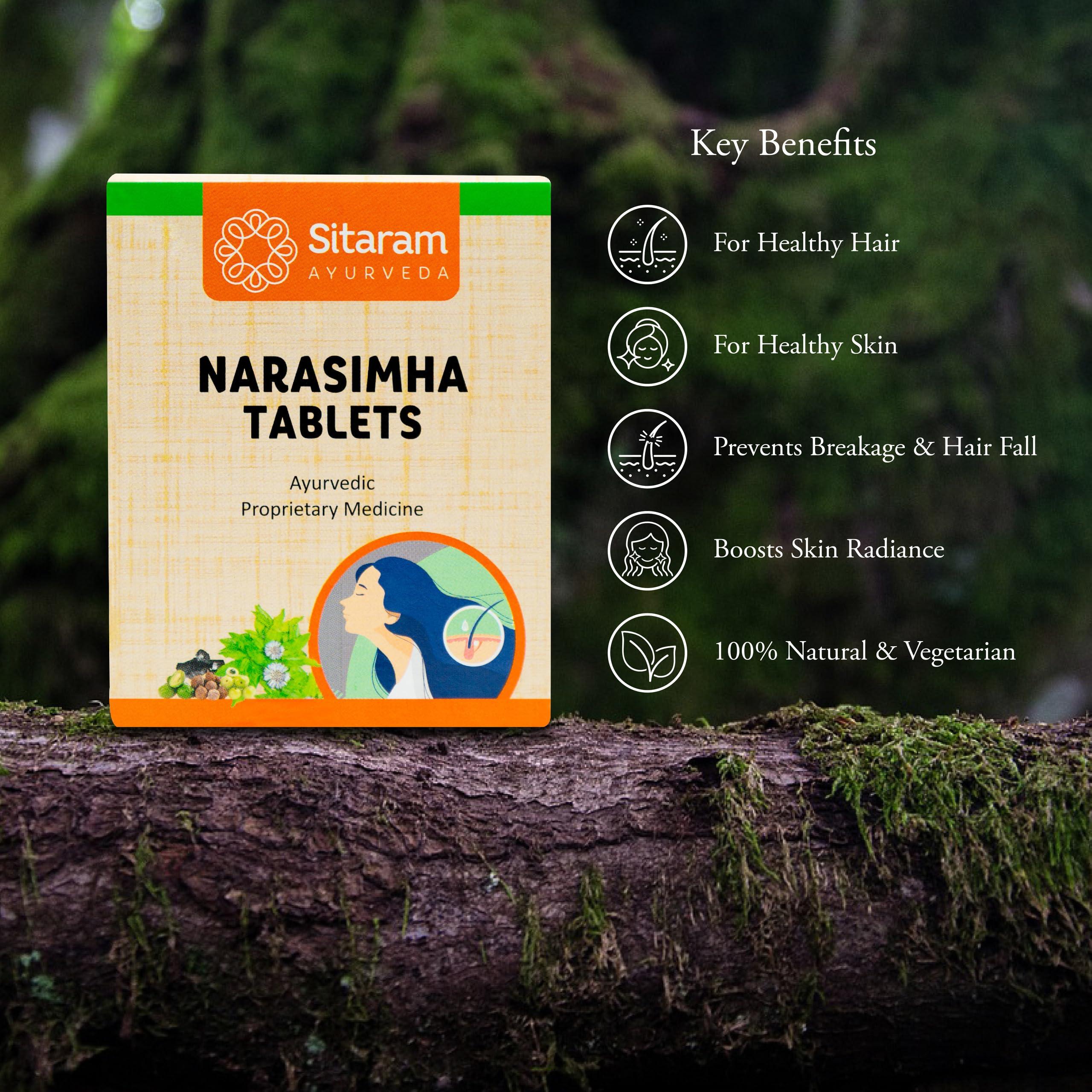 SITARAM Sitaram Ayurveda Narasimham Tablet 60 Nos | Sitaram Narasimha Tablets For Healthy Hair & Skin | Inspired by Narasimha Rasayanam