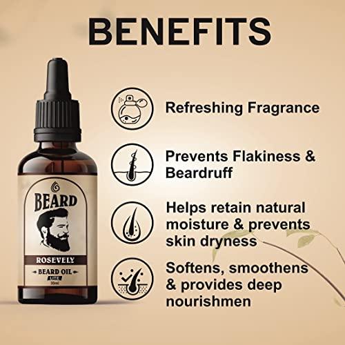 Rosevely Beard Growth Oil For Men Fast Growth Advanced - 30ml - Beard Growth Oil for Patchy Beard, With Redensyl and DHT Booster, Nourishment & Moisturization, No Harmful Chemicals Hair Oil (30 ml)