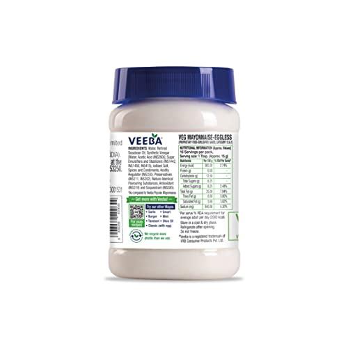VEEBA Veeba Eggless Mayonnaise (250g) I Veg Mayonnaise I 100% Vegetarian Mayo I Extra Creamy and Delicious I Rich and thick texture I Dip, Spread and Dunk
