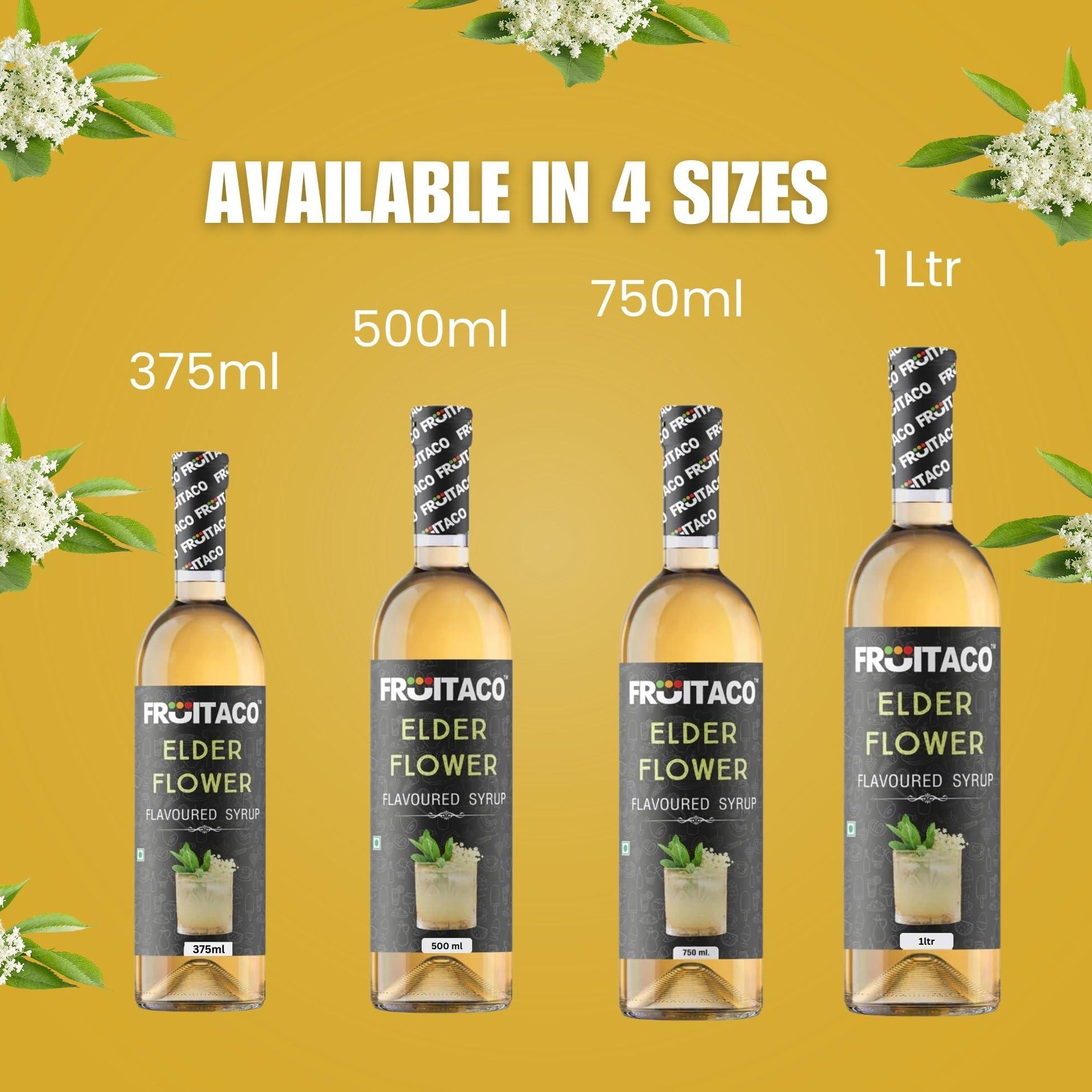 Fruitaco Fruitaco Elderflower Syrup for Mocktails, Cocktails - Pack of 2 (750ml each):Perfect Mixer for Enhancing Mocktails & Cocktails, Drinks, and Mojitos at Parties, for All Your Mixing Needs