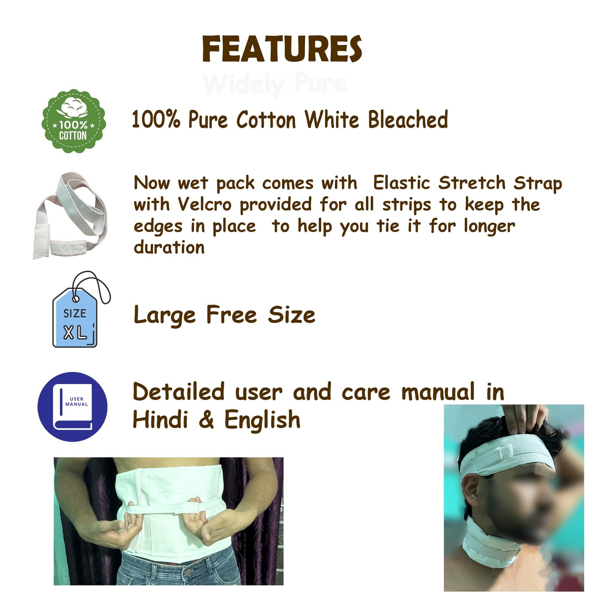 Hindustan Fresh Retail Widely Pure Wet Pack Cotton Patti Set head, neck, kness and abdominal wet pack satvik with user manual