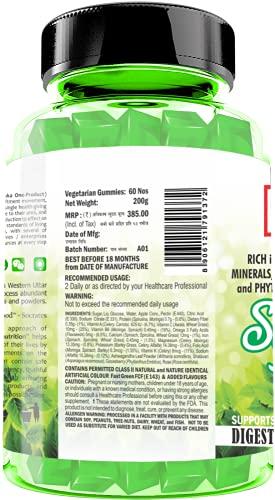 Doc DOC Super Green Gummies | Contains Green Vegetables and Fruits | Rich in Vitamins, Minerals, Antioxidants and Phyto-Nutrients | Supports Digestion | 60 Nos Veg Gummies (Pack of 1)