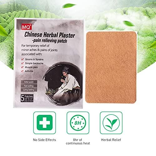 MQ Chinese Heat Therapy Patch Black Plaster Pain Relief Patch for Bruises,Swelling,Muscle/Joint/Low Back Pains,50 Patches/10 Packs