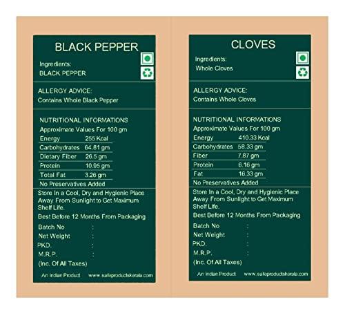 Safe Products Safe Products Whole Spices Black Pepper Kali Mirch and Clove Laung Combo 250Grams Each | Total Weight 500Grams