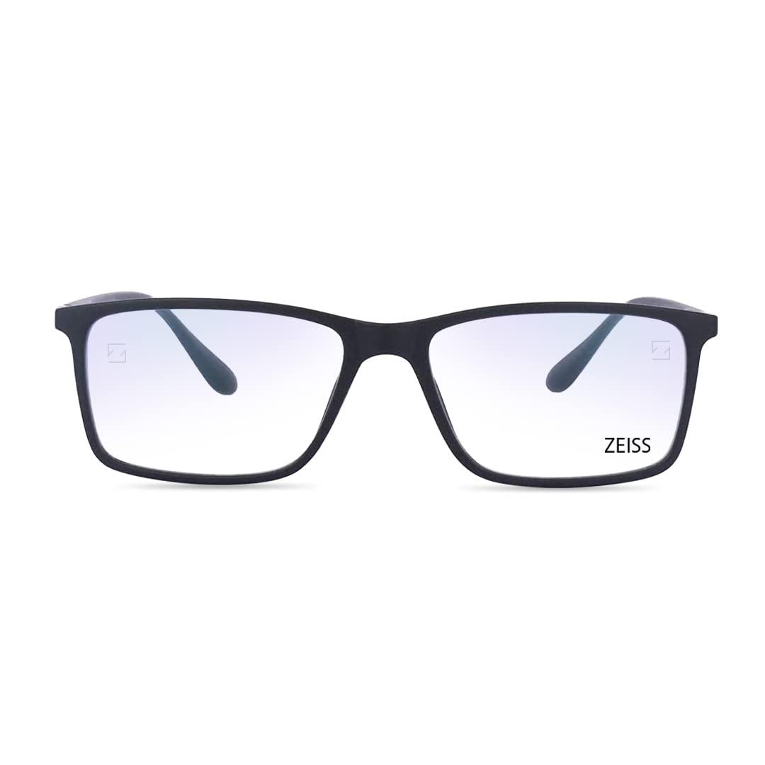 Intellilens Intellilens Zeiss Zero Power Blue Cut Computer Glasses | Anti Glare, Lightweight & Blocks Harmful Rays | UV Protection Specs | For Men & Women | Black | Square | Medium