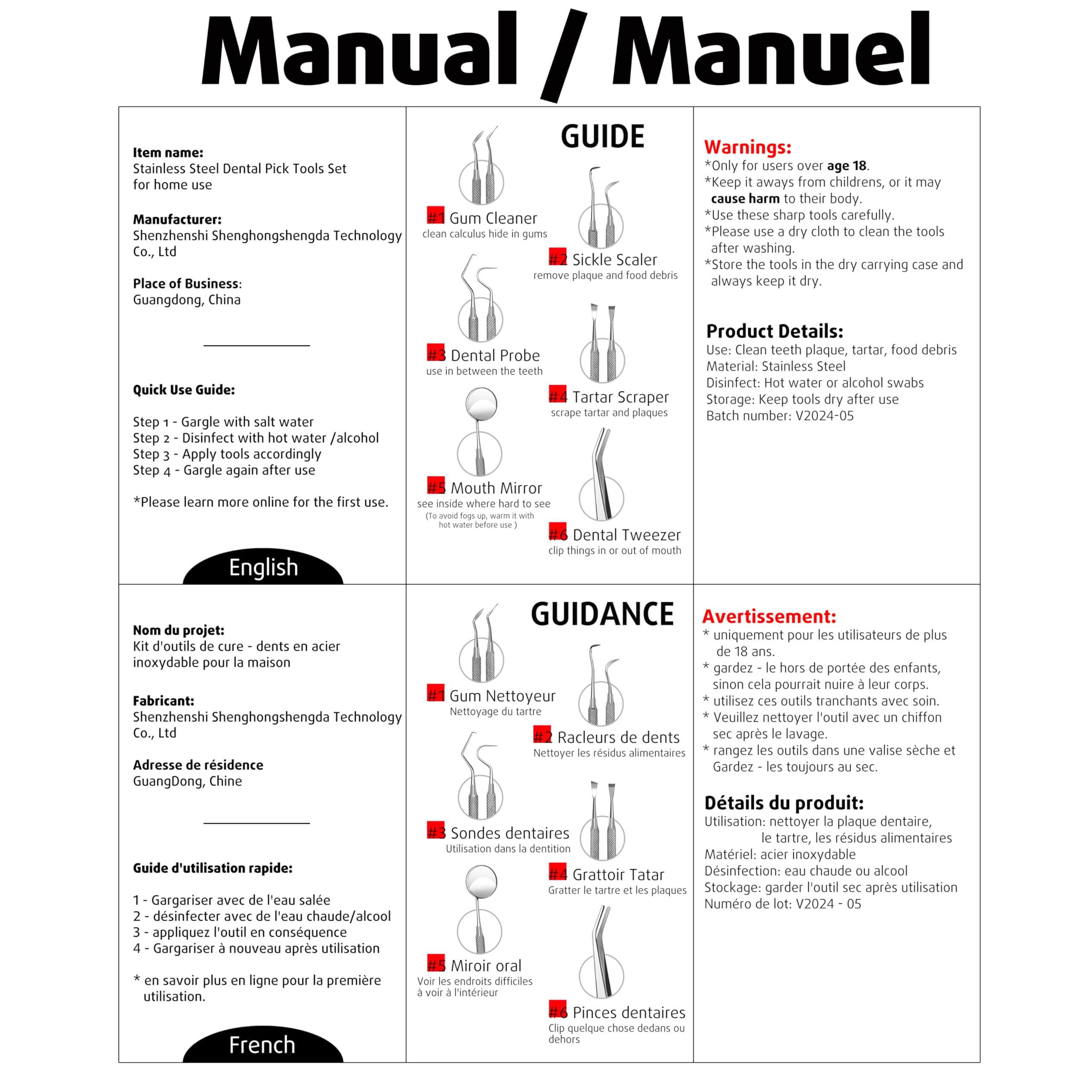 G.CATACC G.CATACC Dental Tools, Dental Pick Plaque Remover, Dental Scaler, Dental Floss, Teeth Cleaning Dental Hygiene Kit - 6 Pack (Silver)