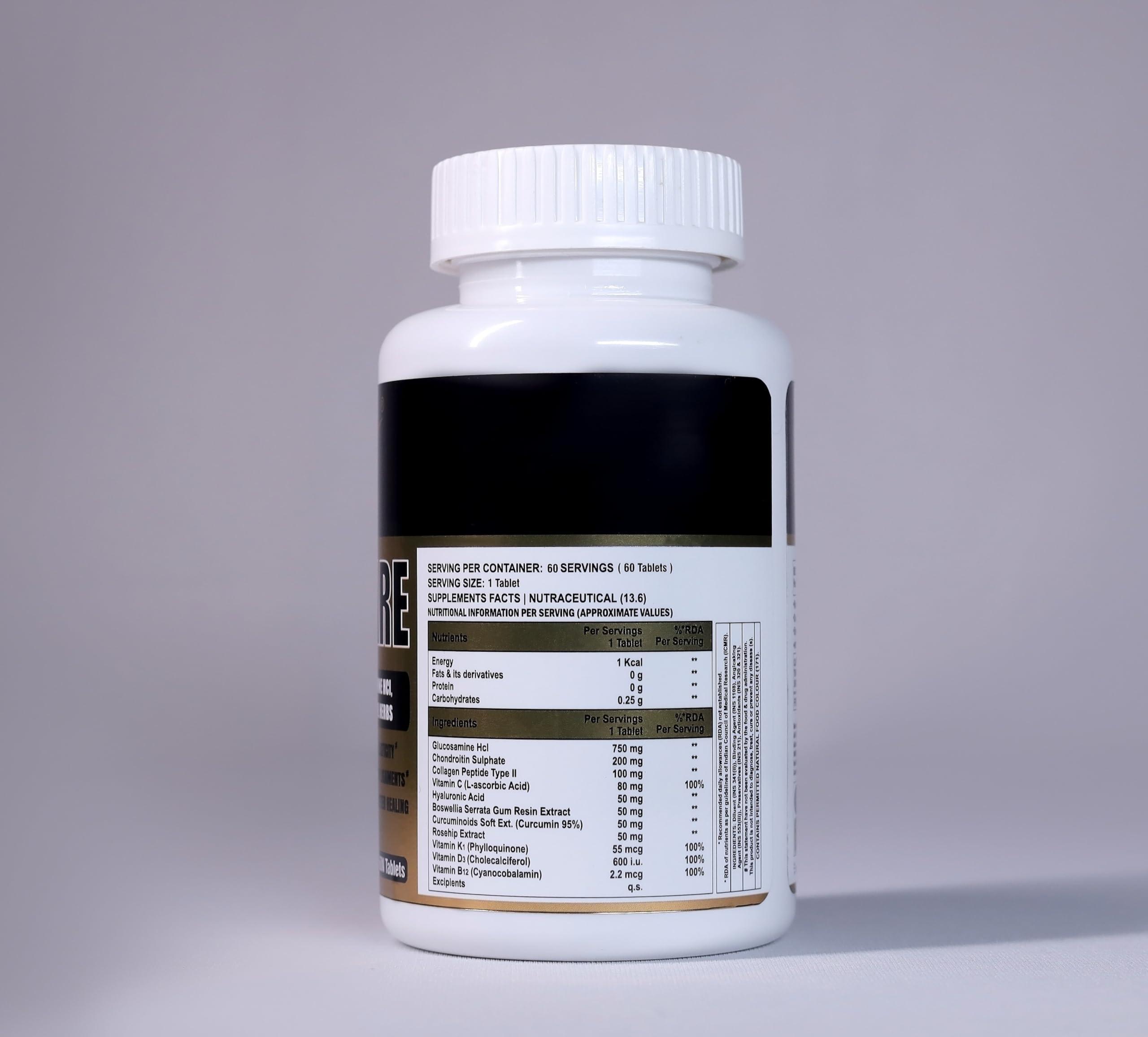 AM NUTRITION AM NUTRITION Joint Care - Advanced Formula with Glucosamine, Chondroitin, Collagen & Powerful Herbs | 60 Tablets | Supports Joint Flexibility, Bone Health, and Cartilage Elasticity | 1330mg Per Serving