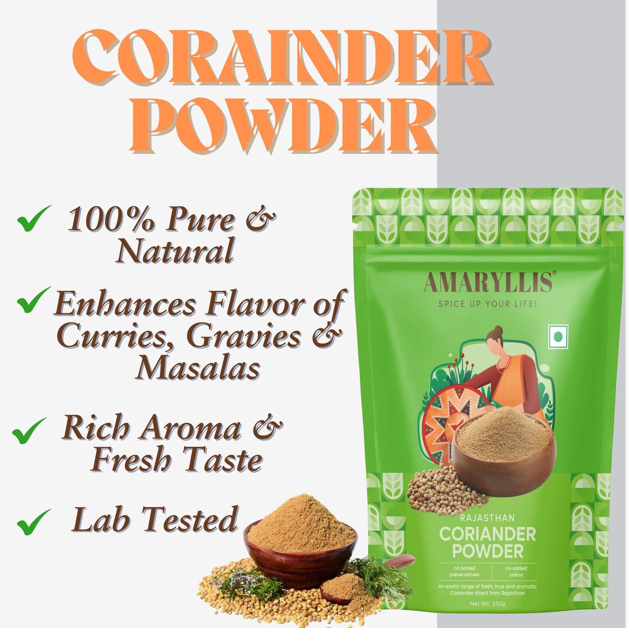 AMARYLLIS AMARYLLIS Corainder/Dhaniya Powder(Hand-Pounded), Natually Processed & 100% Organic with Zero Added Flavours & Colors(Chemical Free) | Rajasthan Special |250 grams