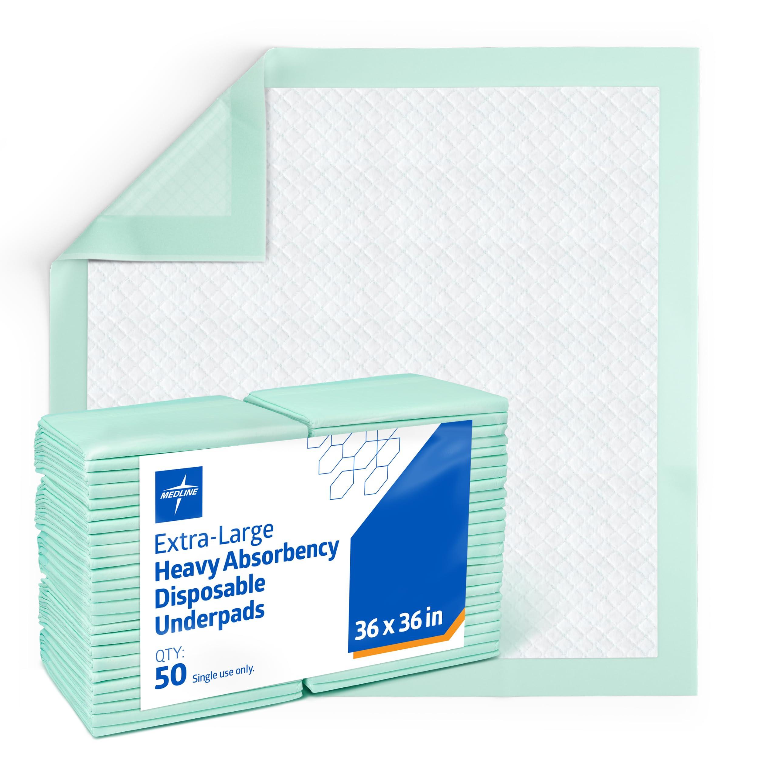 Medline Medline Heavy Absorbency 36\" X 36\" Quilted Fluff And Polymer Disposable Underpads, 50 Per Case, Great Protection For Beds, Furniture, Surfaces