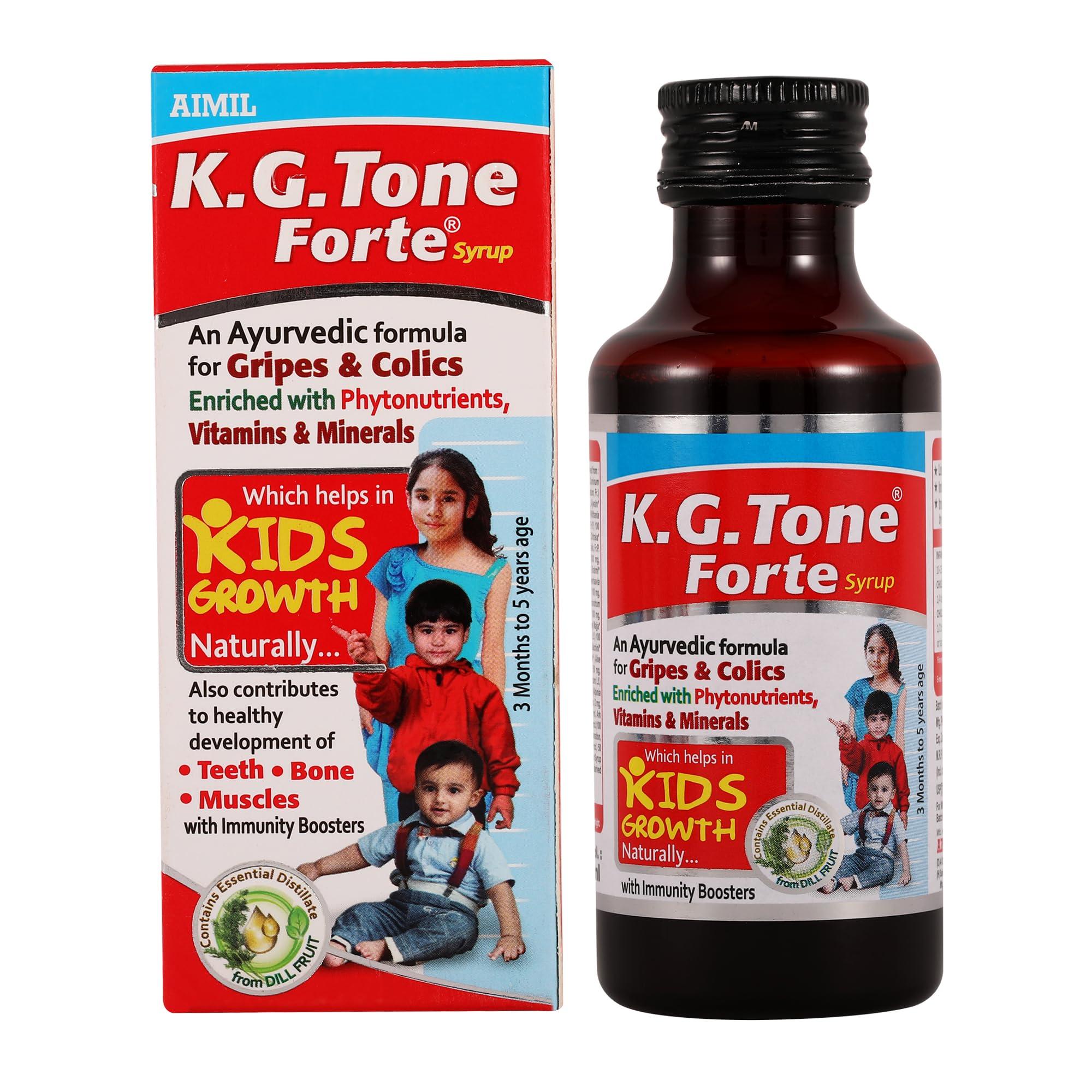 AIMIL AIMIL K.G. Tone Forte Syrup - 100ml (Pack of 6) | Herbal Syrup for Natural Kids Growth and Immunity | For Healthy Development of Teeth, Bones and Muscles | Ayurvedic Formula for Gripes & Colics