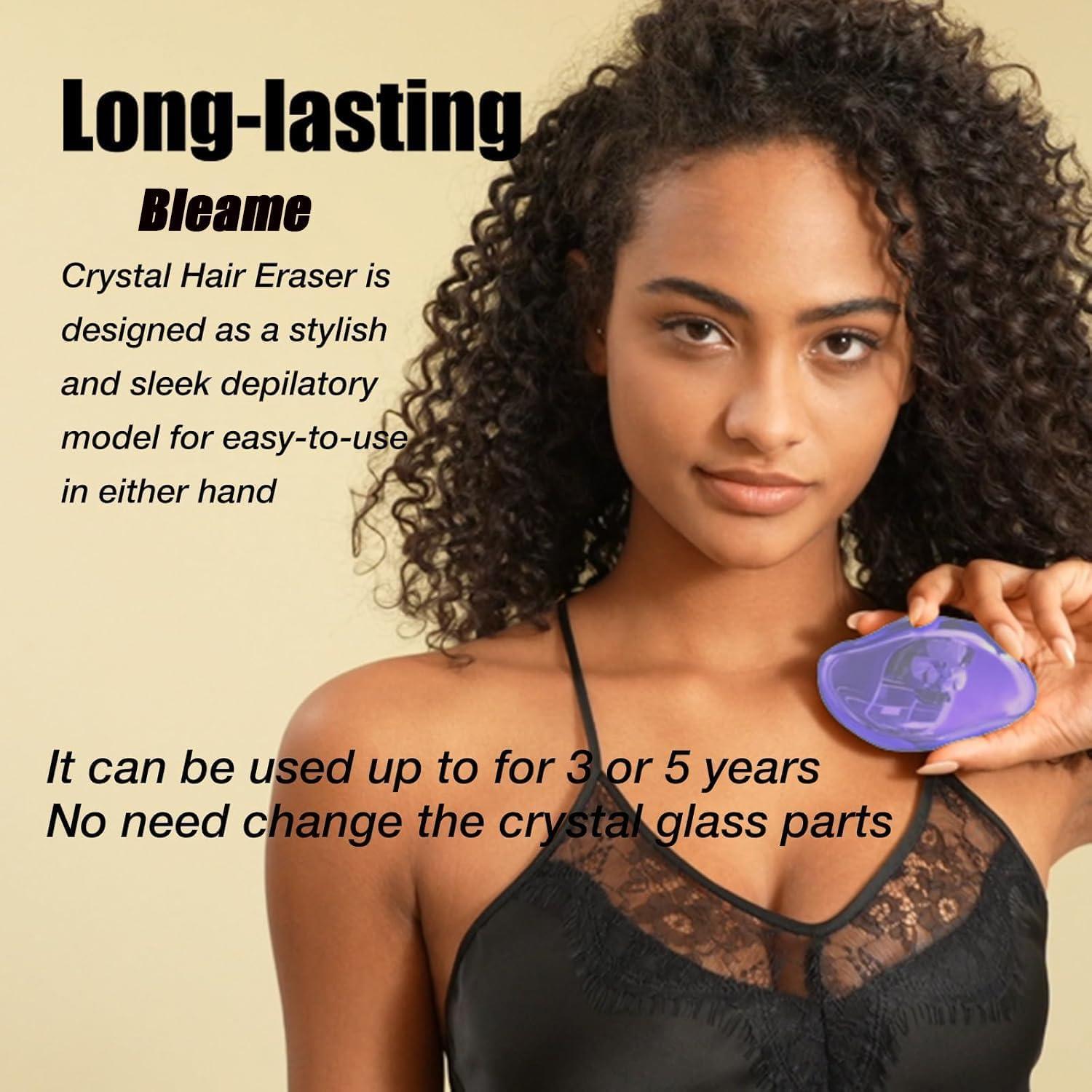 Bleame Bleame Crystal Hair Eraser, Bleame Crystal Hair Remover, for Men & Women Arms Legs Back, Fast & Easy Exfoliate, Soft Smooth Silky Skin, Apply To Any Part Of The Body (Purple) (Black)