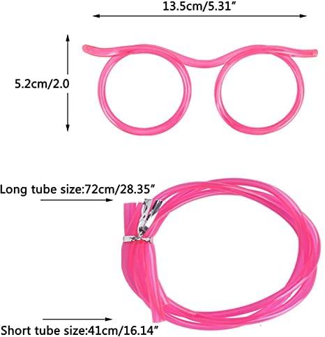 Generic Tradify All Funny Crazy Silly Straws for Kids/Goggle Shape Drinking Eye Glasses/Return Gift for Kids Birthday Party(Pack of 1) (Pink)