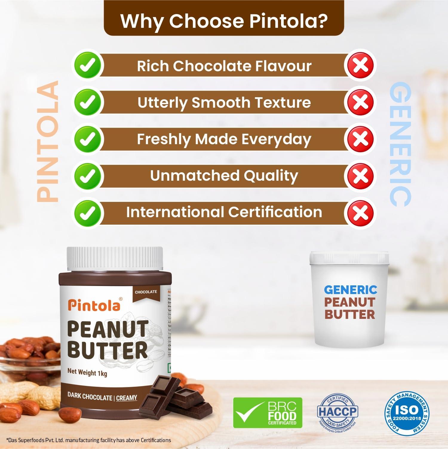 Pintola Pintola Combo - Chocolate Peanut Butter Creamy 1Kg + Rice Cakes (Unsalted & Multigrain) (Pack of 2) (130g x 2), 100% Roasted Peanuts butter Chocolate Flavour Creamy,High Fibre With Organic Rice Cake