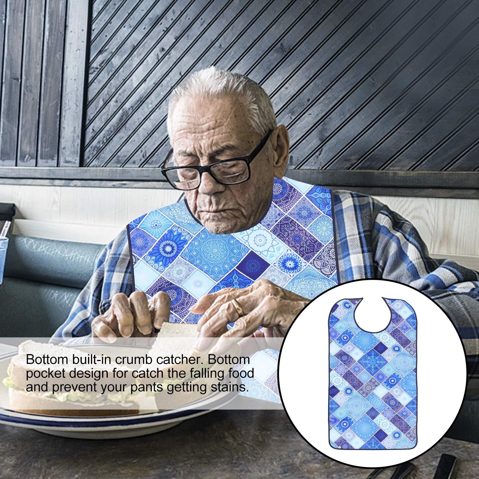 HEALLILY Adult Mealtime Bib Protector Waterproof Elderly Eating Apron Clothing Protector