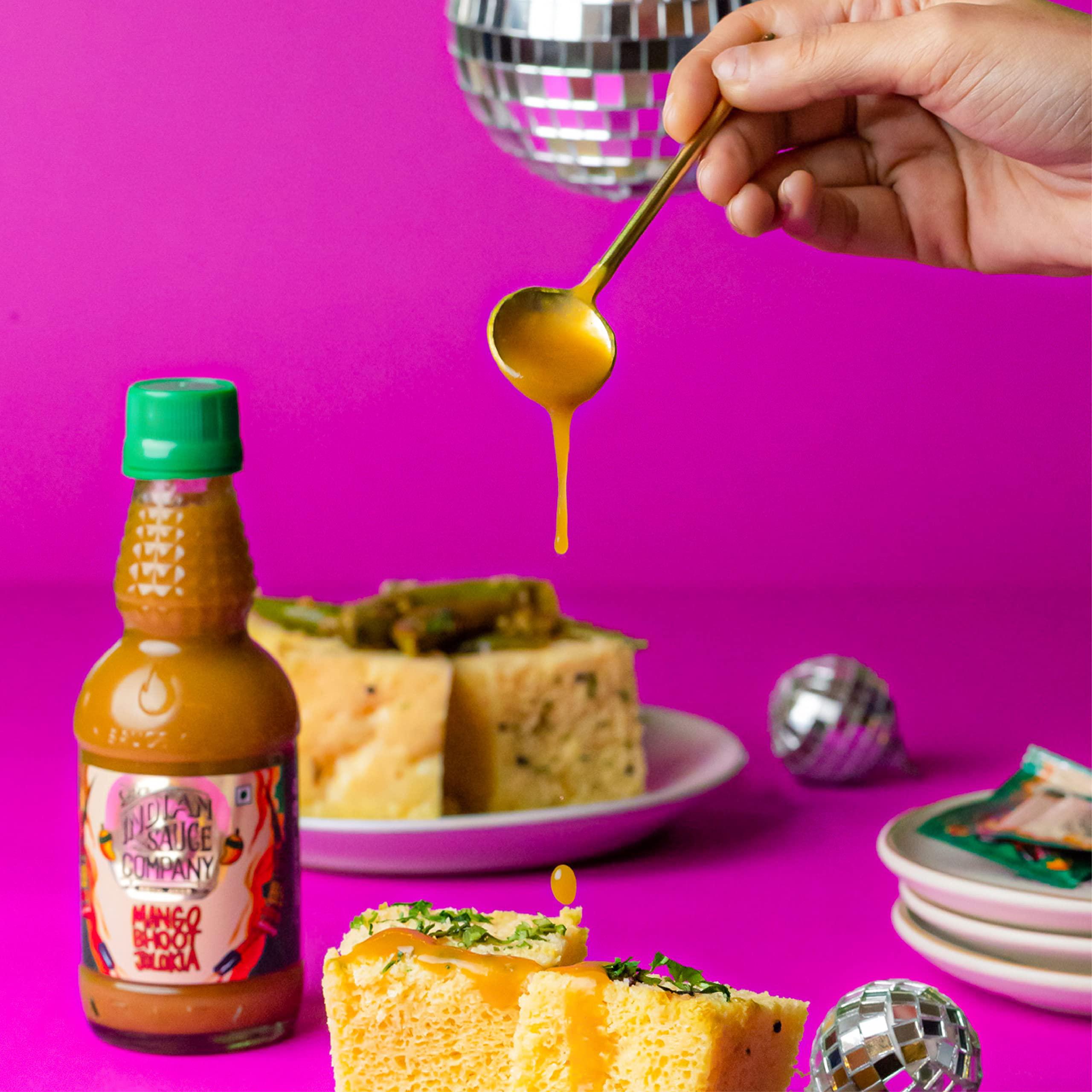 INDIAN SAUCE COMPANY Indian Sauce Company Mango Bhoot Jolokia Hot Sauce, 180 ml | Perfect Blend of Flavour and Taste | Spicy Level 6 on 10 | Bhut Jolokia Chilli Sauce For All Cuisines | Ghost Pepper Sauce | Made In India