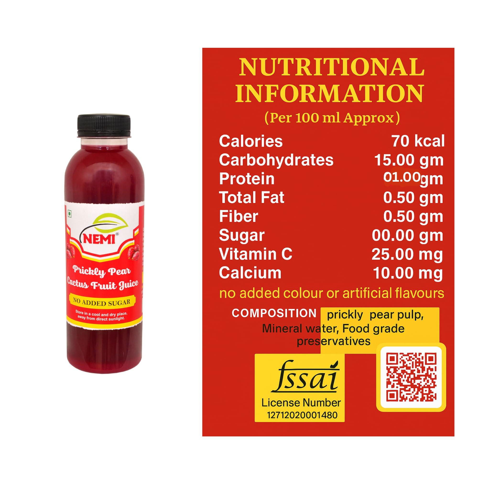NEMI Prickly Pear findla fruit Cactus juice sugar free 1000ml vitamin c red colour Pack of 2 (1Ltr+1Ltr)