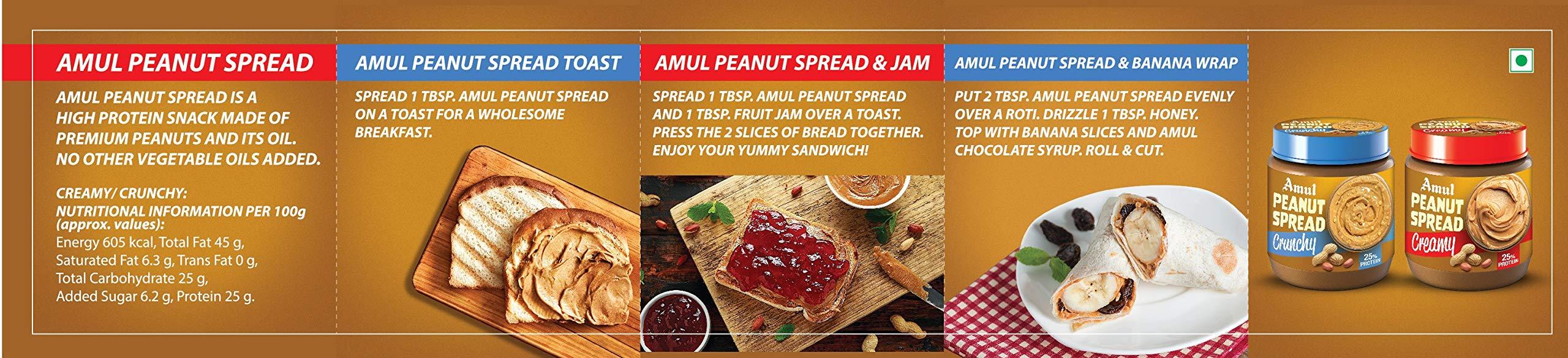 Amul Amul Peanut Spread Creamy – High Protein Peanut Butter from Amul | 300 gm | Pack of 3 | No Preservatives