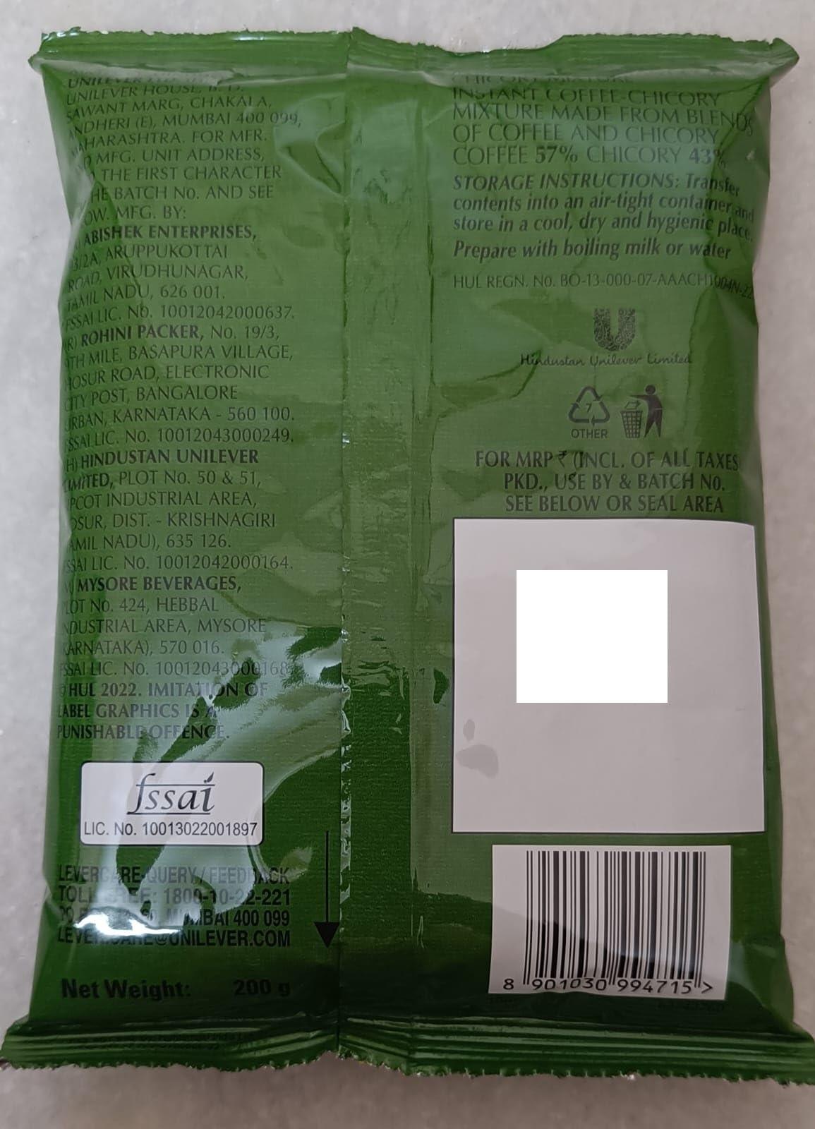 Generic Bru Coffee Powder, Bru Instant Coffee Powder, Bru Super Strong Coffee (Special Catering) Pack Of 2 (Each 200G) Free A.Mangals Rose Milkshake Powder, Sachet