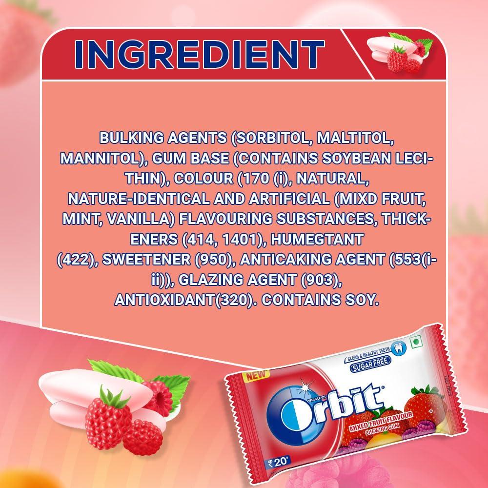 Orbit Orbit Sugar Free Chewing Gum Pack | Mixed Fruit Flavour Gum | Chewing Gums for Clean and Healthy Teeth | Easy to Carry and Pocket Friendly | 9.9 g | Pack of 30
